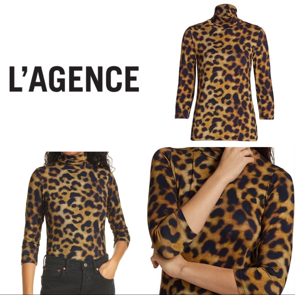 NWT✨ L'AGENCE Aja Leopard Print Turtleneck